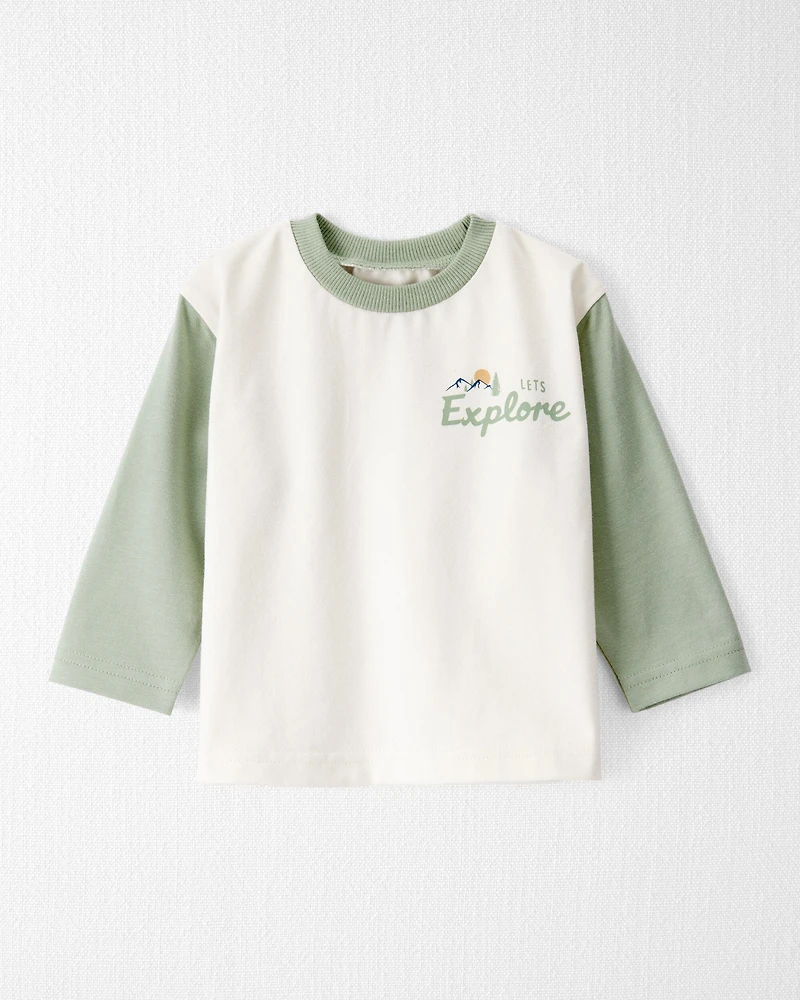 Baby Girl Organic Cotton Let's Explore Long-Sleeve Tee