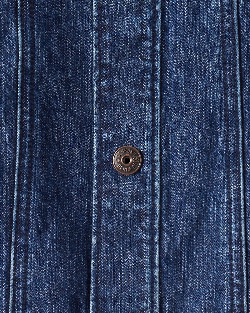 Boys Denim Long-Sleeve Hooded Fashion Jacket - Blue