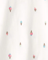 Toddler Girl Ice Cream Relaxed Top - Ivory