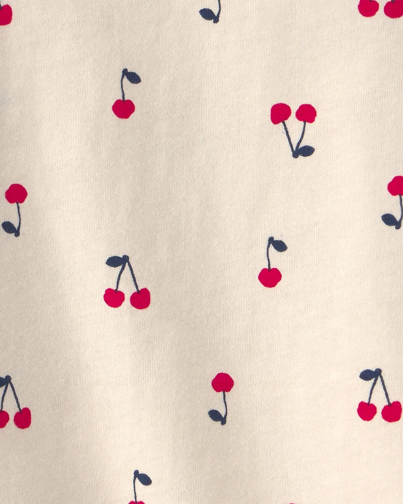 Baby Girl Cherry Ruffle-Sleeve Tank Top - Cream