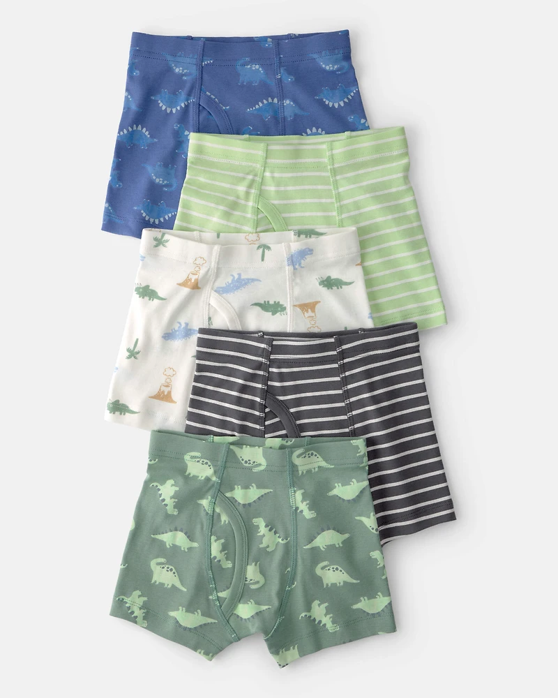 Toddler Boy 5-Pack Dino Boxer Brief Underwear - Green/Blue