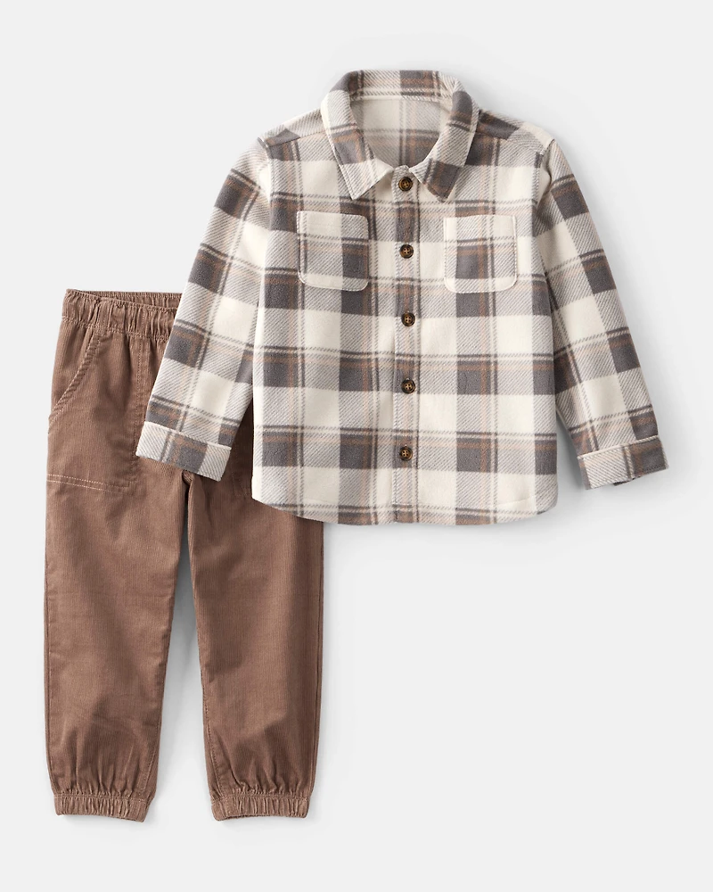 Toddler Boy Plaid Long-Sleeve Tee & Pant Set