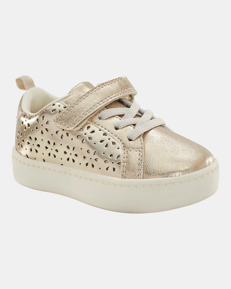 Toddler Girl Eyelet Glitter Sneakers - Gold
