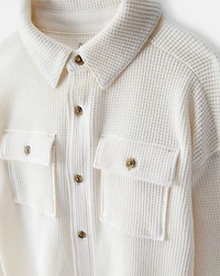 Baby Boy Long-Sleeve Waffle Knit Utility Shirt - White