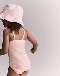 Toddler Girl Smocked One-Piece Swimsuit - Light Pink