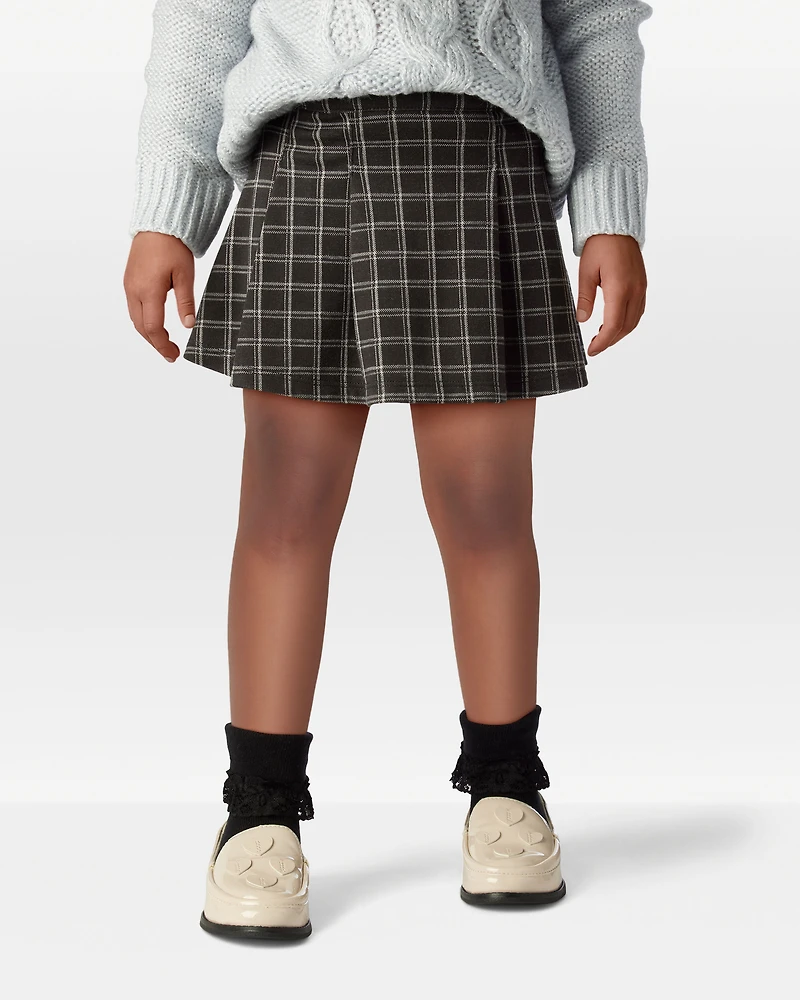 Toddler Girl Plaid Skirt - Grey