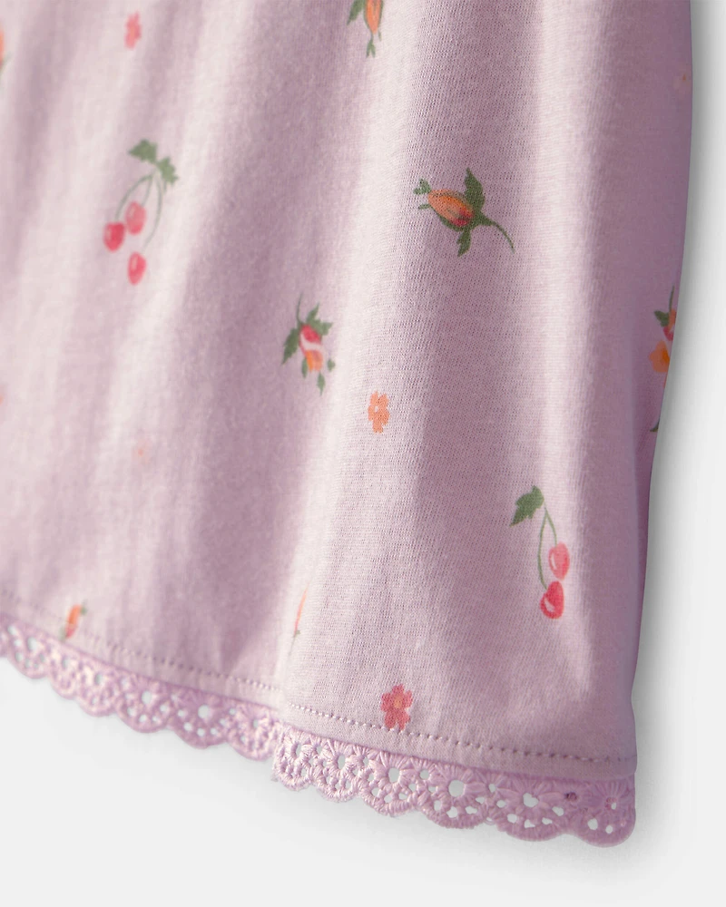 Baby Girl Cherry Floral Top - Purple