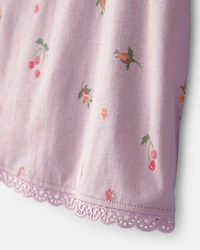 Baby Girl Cherry Floral Top - Purple