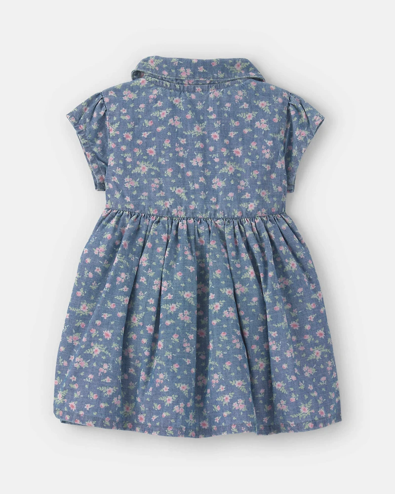 Baby Girl Floral Chambray Dress