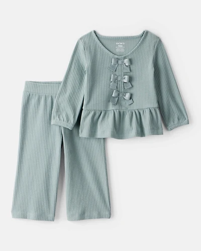 Baby Girl 2-Piece Long-Sleeve Tee & Pant Set - Green
