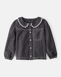 Toddler Girl Western Denim Long-Sleeve Top - Black