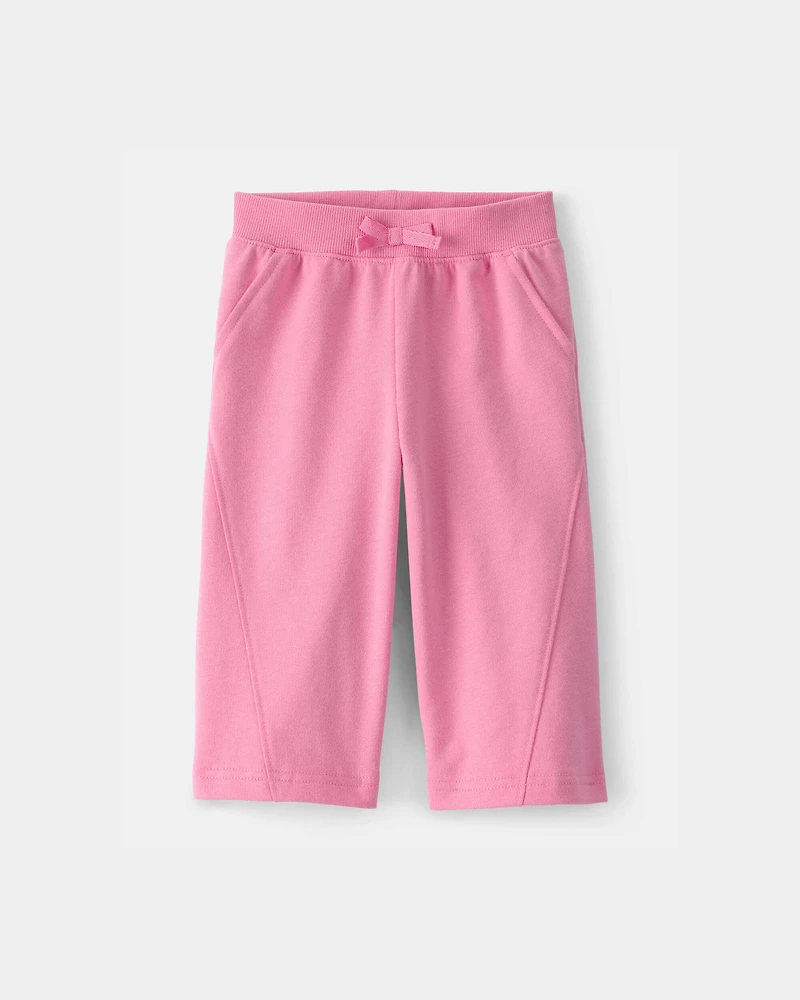 Baby Girl French Terry Wide-Leg Active Pants - Pink