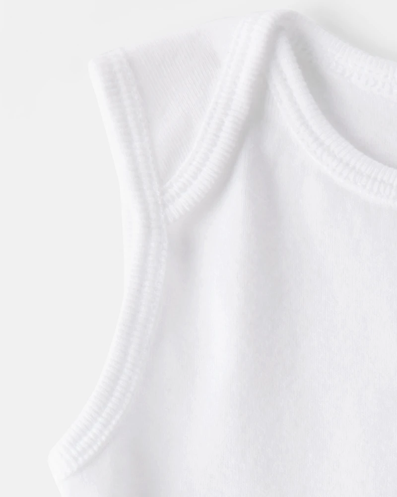 Baby 10-Pack Sleeveless Cotton Bodysuits - White
