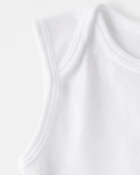 Baby 10-Pack Sleeveless Cotton Bodysuits - White