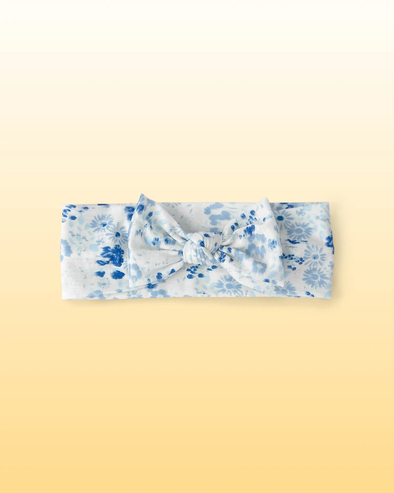 Baby Girl Floral Headwrap - Blue/White