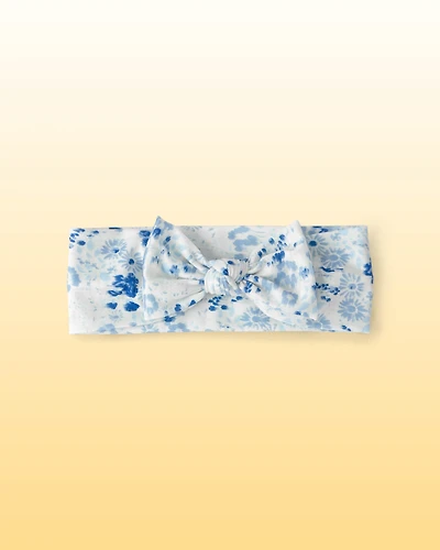 Baby Girl Floral Headwrap - Blue/White