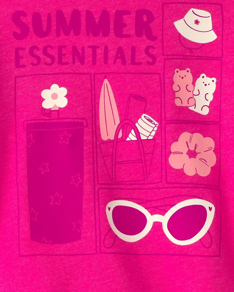 Baby Girl 'My Bag's All Packed' Summer Graphic Tee - Pink