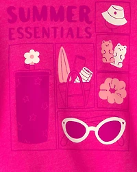 Baby Girl 'My Bag's All Packed' Summer Graphic Tee - Pink