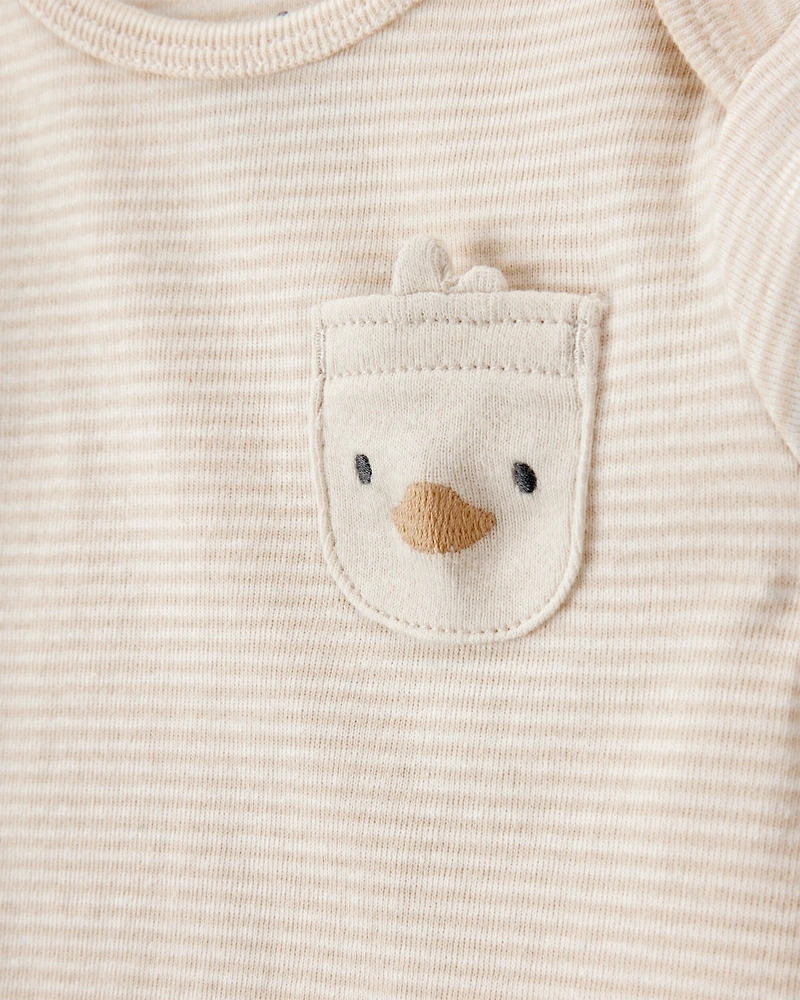 Baby 4-Piece Striped Duck Outfit Set - Brown