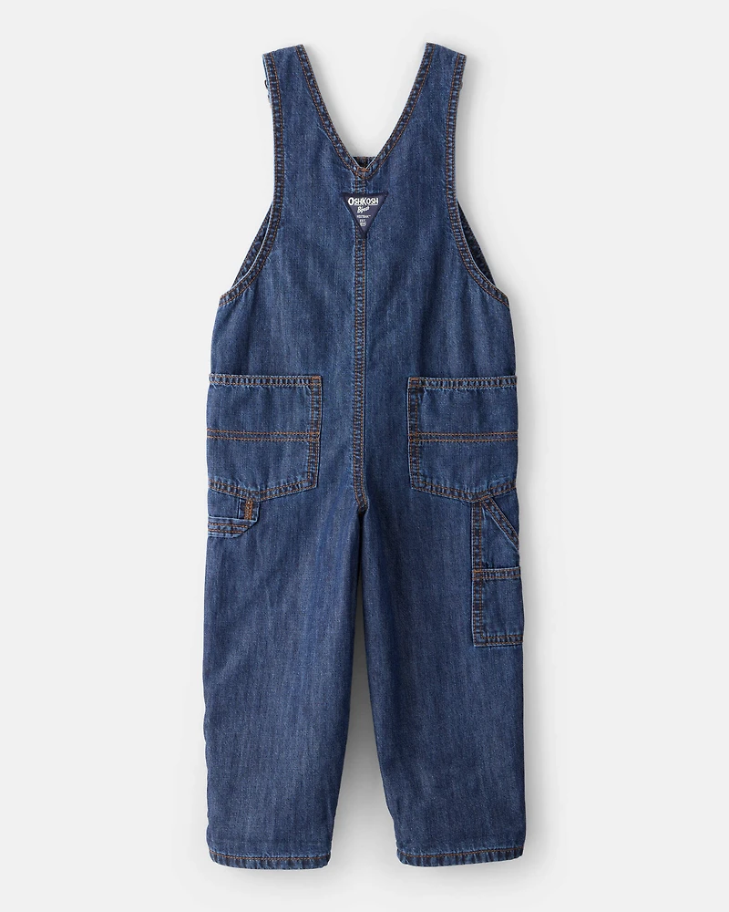 Toddler Buffalo Check Denim Overalls - Blue