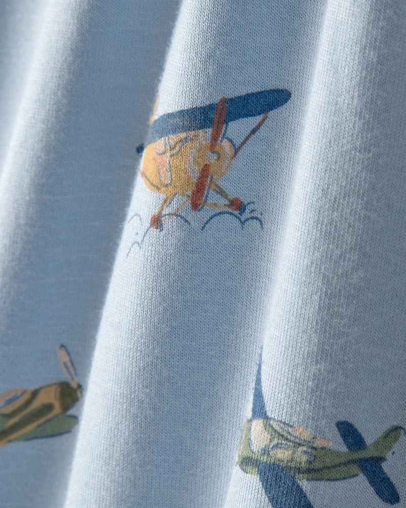 Baby Boy Plane 2-Way Zip PurelySoft Sleep & Play Pajama - Blue