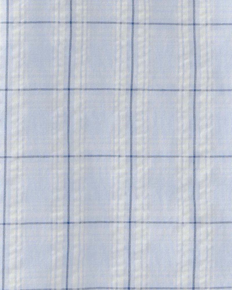 Boys 2-Piece Button-Down Shirt & Pant Set - Blue/Brown