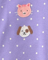 Baby Girl 1-Piece Pets 2-Way Zip 100% Cotton Snug Fit Pajama - Purple