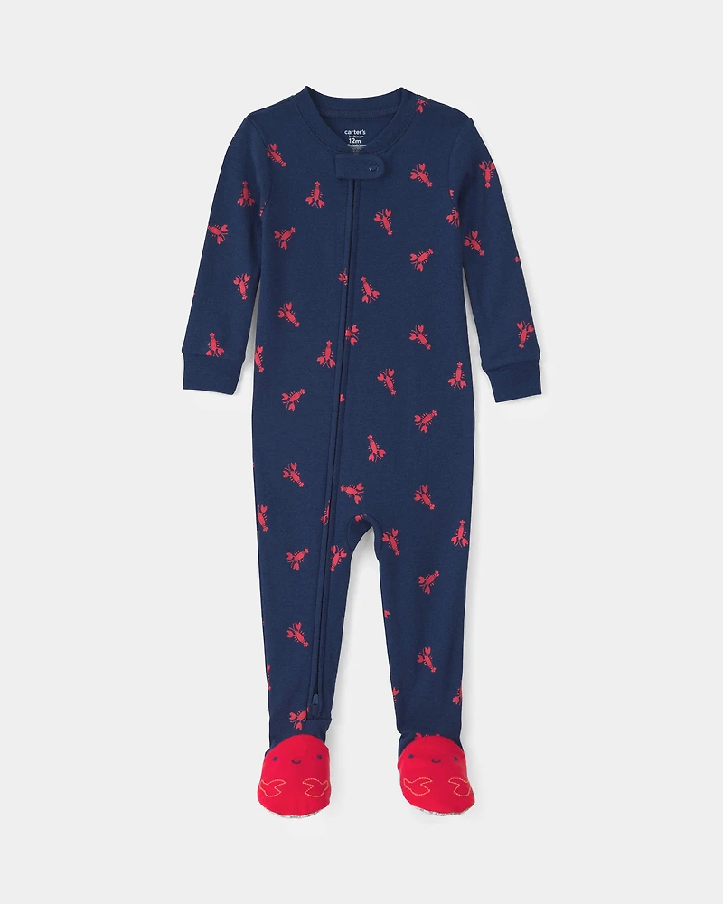 Baby Boy Lobster 100% Cotton Snug Fit 1-Piece Pajama - Blue