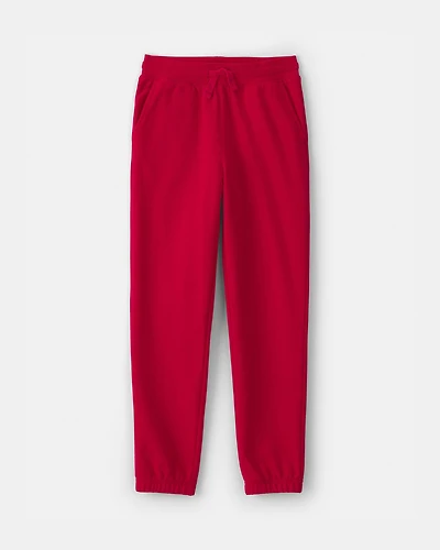 Kid Drawstring Knit Joggers - Red
