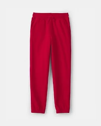 Kid Drawstring Knit Joggers - Red