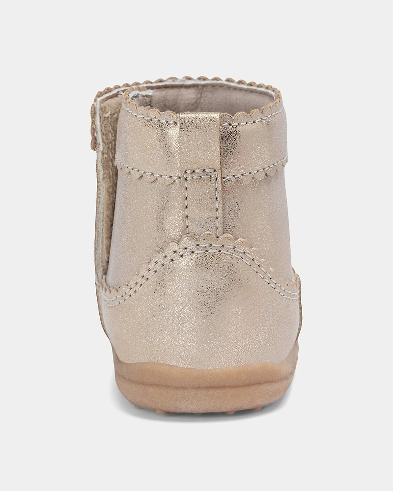 Baby Girl Every Step® First Walker Metallic Boots - Gold