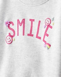 Baby Girl Smile Long-Sleeve Top & Tulle Skort Set - Grey/Pink