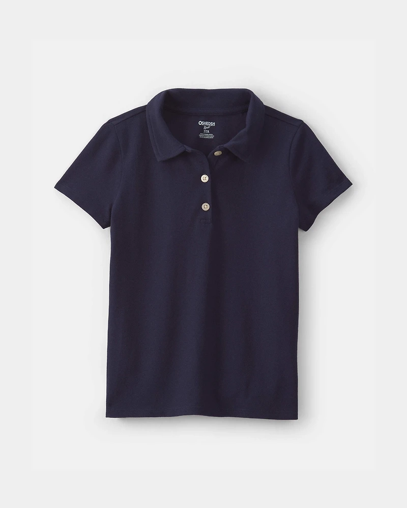 Girls 2-Pack Uniform Piqué Polo Shirts - Navy