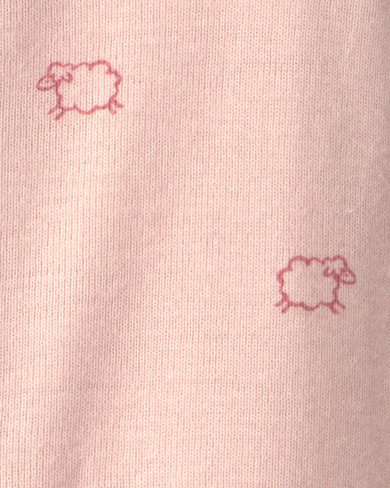 Baby Girl Sheep Long-Sleeve Sleeper Gown - Pink