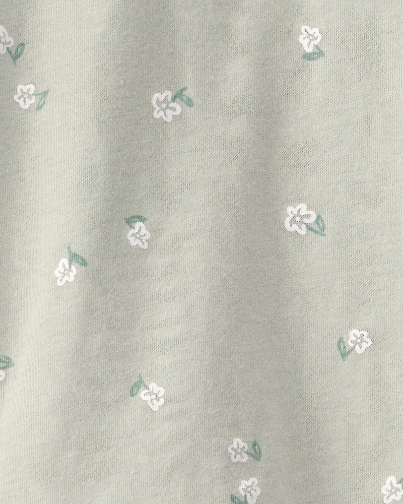 Toddler Girl Floral Relaxed Top - Green
