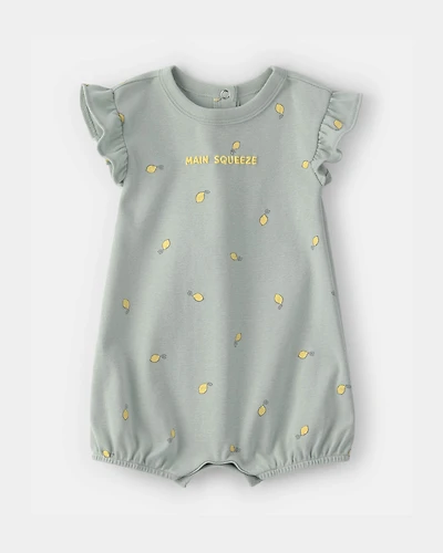 Baby Girl 'Main Squeeze' Lemon Short-Sleeve Romper - Green