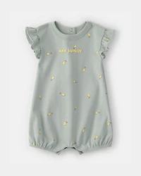 Baby Girl 'Main Squeeze' Lemon Short-Sleeve Romper - Green