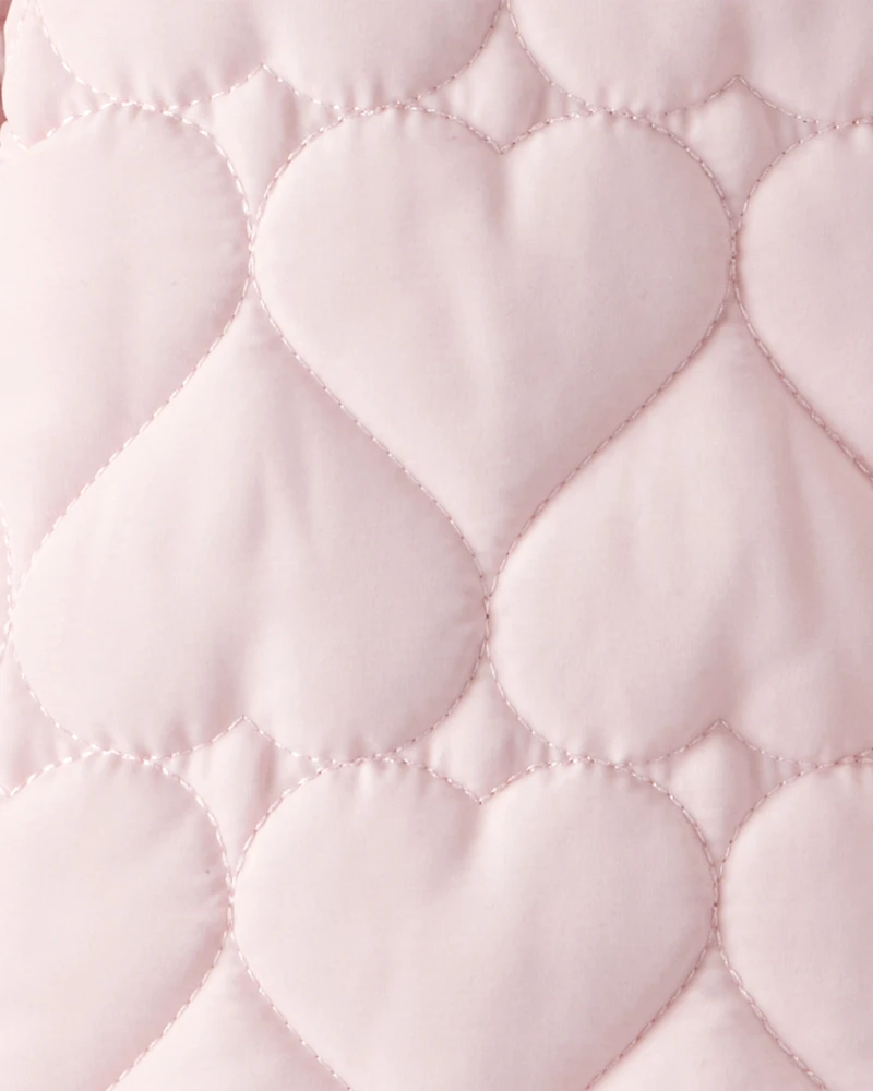 Baby Girl 1-Piece Heart Quilted Pram Snowsuit - Pink