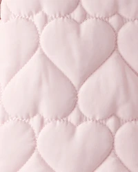 Baby Girl 1-Piece Heart Quilted Pram Snowsuit - Pink