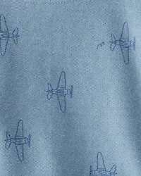 Toddler Boy Airplane French Terry Long-Sleeve Tee & Pant Set - Blue