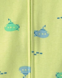 Baby Boy Submarine 100% Cotton 1-Piece Romper Pajama - Green