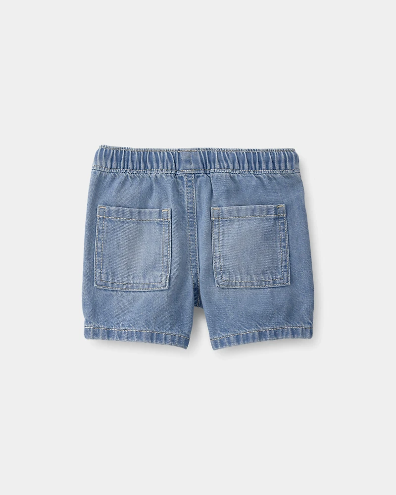 Baby Boy Denim Drawstring Shorts - Light Wash