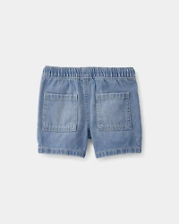 Baby Boy Denim Drawstring Shorts - Light Wash