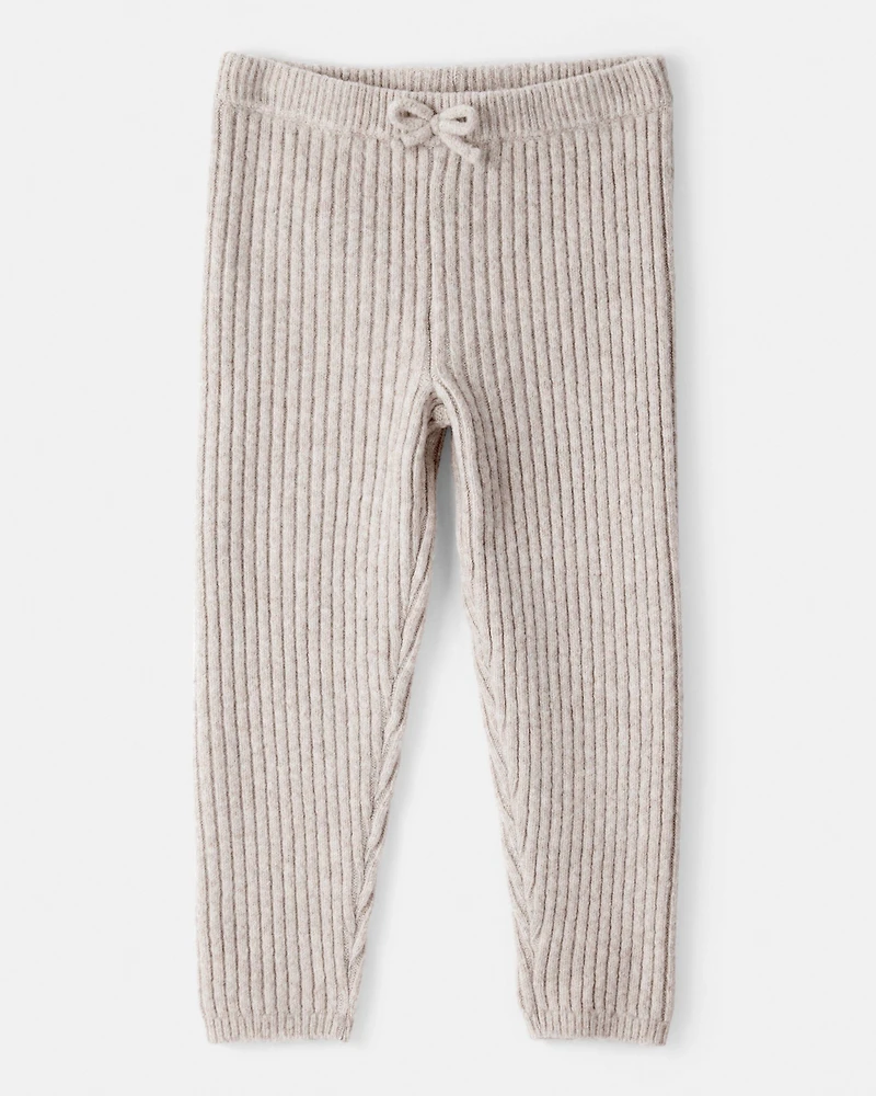 Toddler Girl Ribbed Sweater Knit Pants - Cream