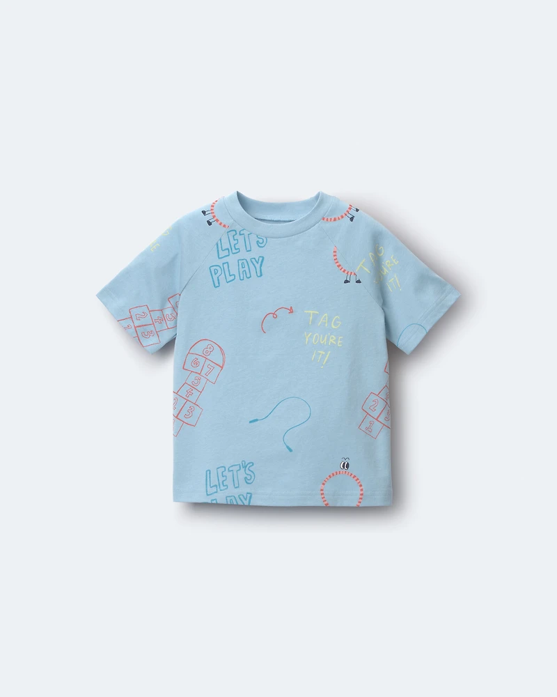 Toddler 'Let's Play' Raglan Relaxed Tee - Light Blue