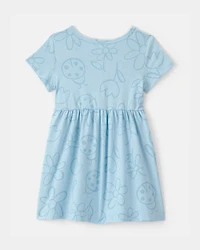 Baby Girl Floral Ladybug Short-Sleeve Dress - Blue