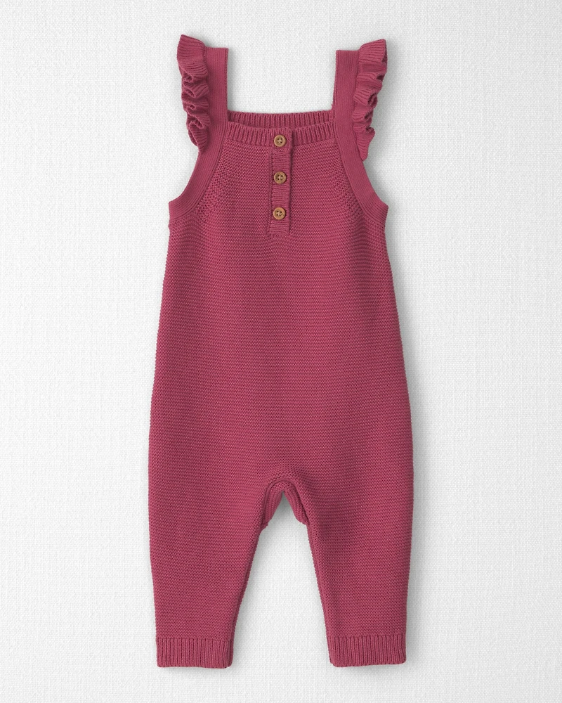 Baby Girl Organic Cotton Sweater Knit Overalls