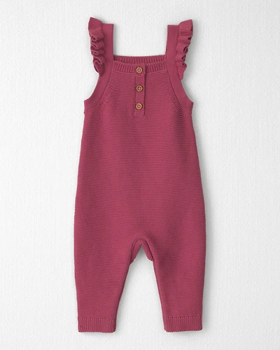 Baby Girl Organic Cotton Sweater Knit Overalls