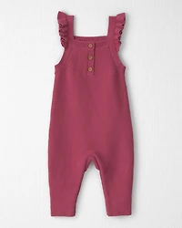 Baby Girl Organic Cotton Sweater Knit Overalls