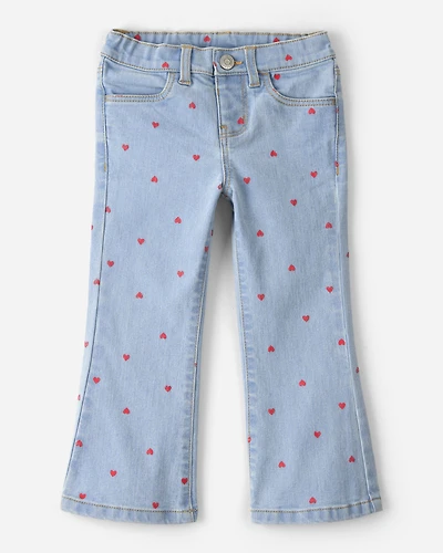 Toddler Girl  Light Wash Heart Denim Jeans - Blue